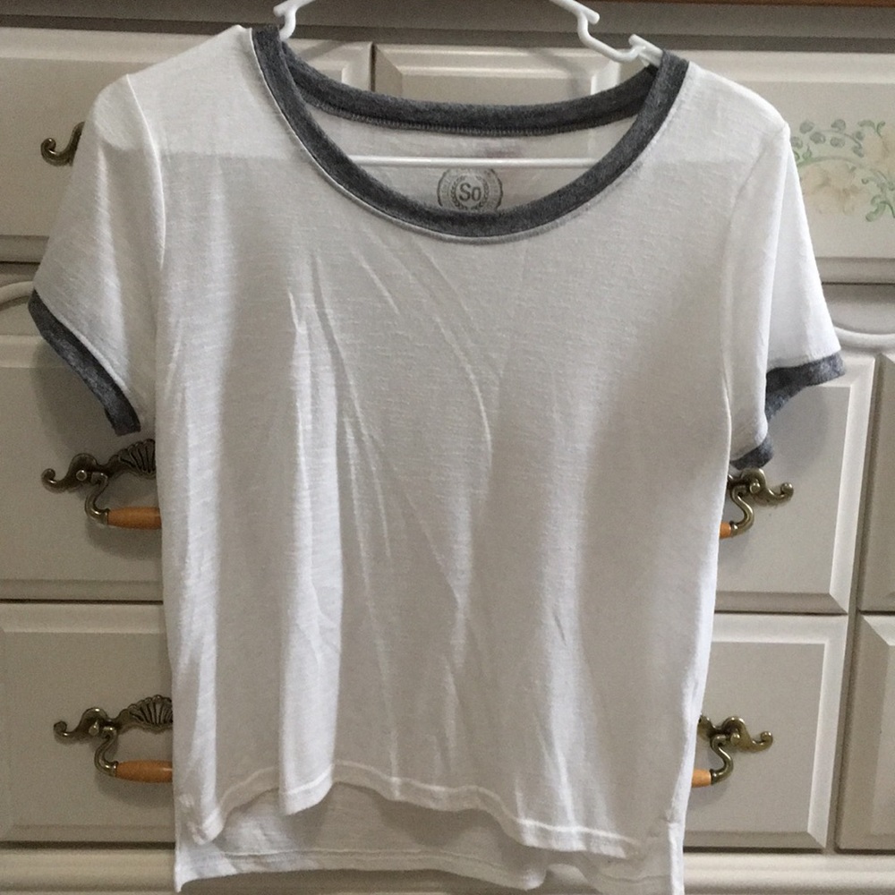 white and gray crop top